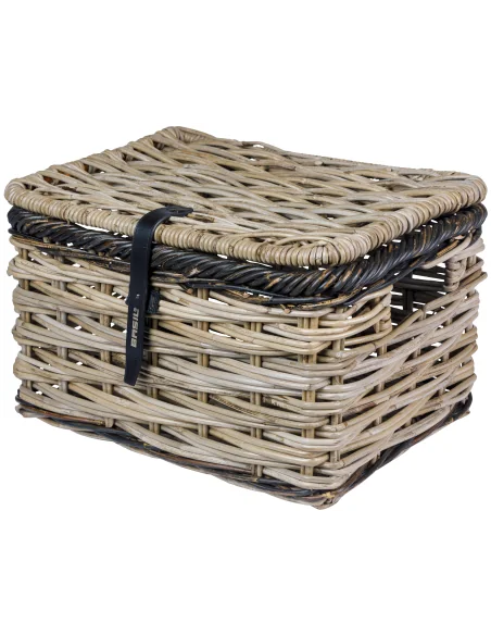 Fietsmand Basil Dijon L met deksel 36 x 49 x 30 cm - grijs zwart