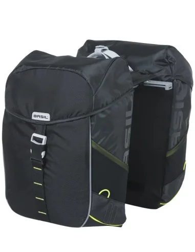 Dubbele fietstas Basil Miles 34 liter 13 x 26 x 35 cm (2x) - zwart / lime