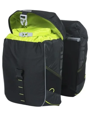 Dubbele fietstas Basil Miles 34 liter 13 x 26 x 35 cm (2x) - zwart / lime
