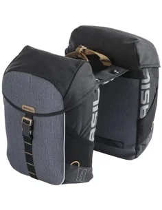 Dubbele fietstas Basil Miles MIK 34 liter 13 x 26 x 35 cm - zwart/grijs