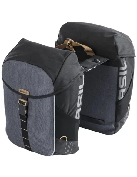 Dubbele fietstas Basil Miles MIK 34 liter 13 x 26 x 35 cm - zwart/grijs