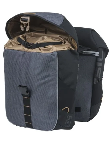 Dubbele fietstas Basil Miles MIK 34 liter 13 x 26 x 35 cm - zwart/grijs