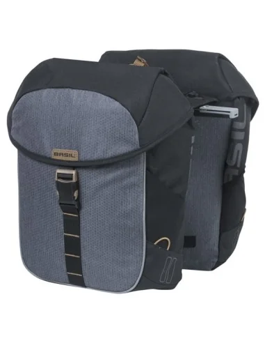 Dubbele fietstas Basil Miles MIK 34 liter 13 x 26 x 35 cm - zwart/grijs