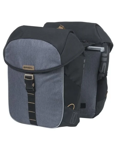 Dubbele fietstas Basil Miles MIK 34 liter 13 x 26 x 35 cm - zwart/grijs