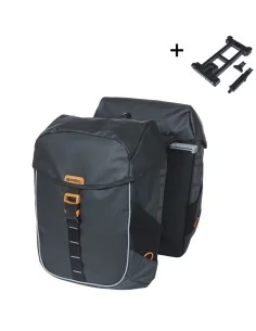 Dubbele Fietstas Basil Miles Tarpaulin MIK 34 liter 13 x 25 x 37 cm - zwart/oranje