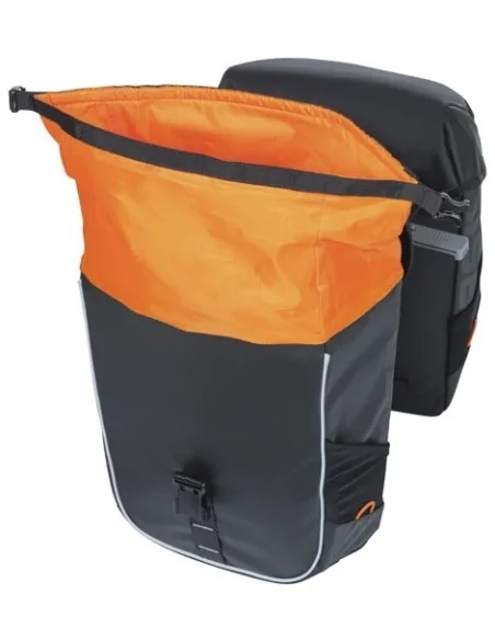 Dubbele Fietstas Basil Miles Tarpaulin MIK 34 liter 13 x 25 x 37 cm - zwart/oranje