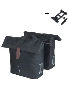 Dubbele fietstas Basil City MIK 28-32 liter - zwart