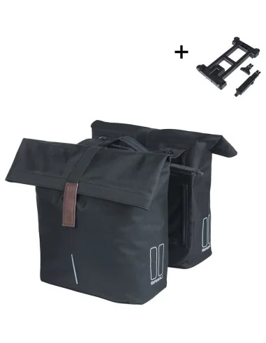 Dubbele fietstas Basil City MIK 28-32 liter - zwart