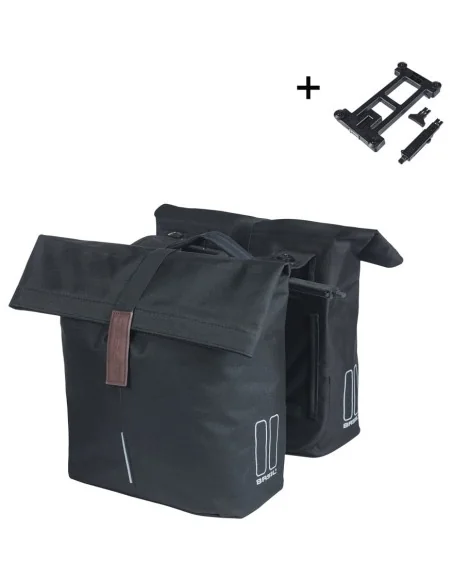 Dubbele fietstas Basil City MIK 28-32 liter - zwart