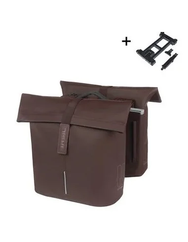 Dubbele fietstas Basil City MIK 28-32 liter - roasted brown