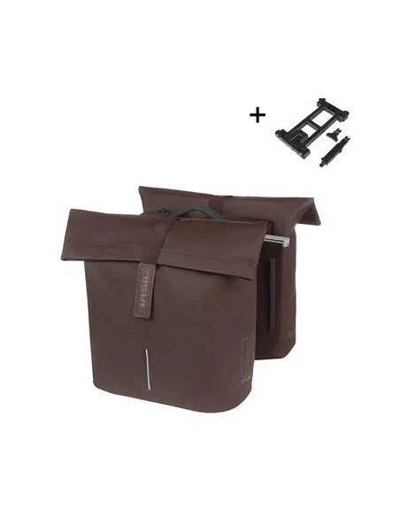 Dubbele fietstas Basil City MIK 28-32 liter - roasted brown