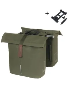 Dubbele Fietstas Basil City MIK 28 - 32 liter - Moss Green