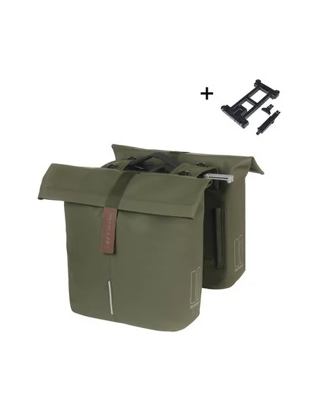 Dubbele Fietstas Basil City MIK 28 - 32 liter - Moss Green
