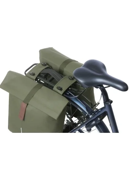 Dubbele Fietstas Basil City MIK 28 - 32 liter - Moss Green