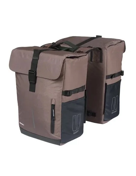 Dubbele fietsas Basil Move 30 liter 16 x 27 x 38 cm - bruin