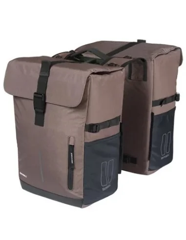 Dubbele fietstas Basil Move MIK 30 liter 16 x 27 x 38 cm - bruin