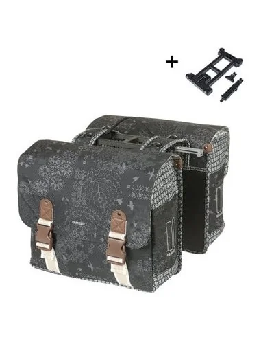 Dubbele Fietstas Basil Bohème MIK 35 liter - Zwart / Charcoal