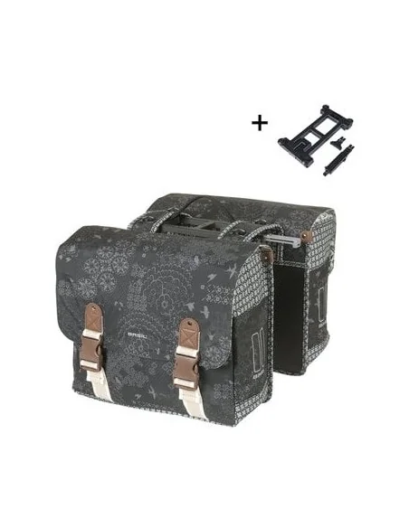 Dubbele Fietstas Basil Bohème MIK 35 liter - Zwart / Charcoal