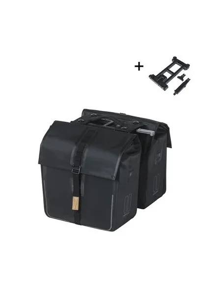 Dubbele fietstas Basil Urban Dry MIK 50 liter 16 x 31 x 32 cm (2x) - Mat zwart
