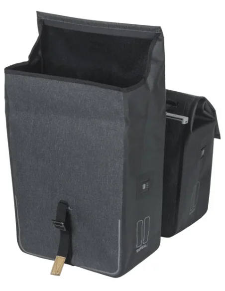 Dubbele fietstas Basil Urban Dry MIK 50 liter - charcoal