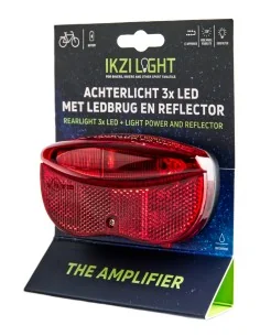 Dragerachterlicht IKZI 3x LED 80mm boutafstand met E4 goedgekeurde reflector - rood 2