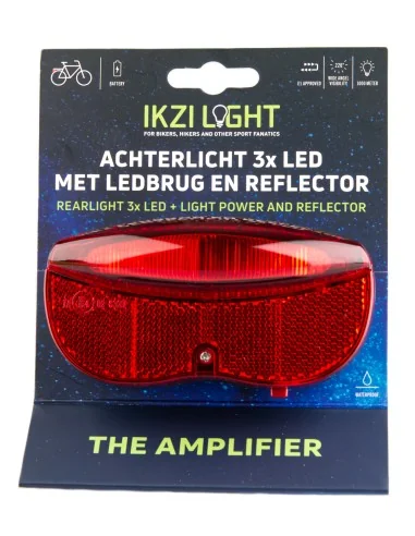 Dragerachterlicht IKZI 3x LED 80mm boutafstand met E4 goedgekeurde reflector - rood