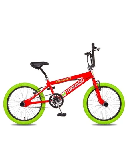BMX Fiets Royal-Bugatti Tornado Freestyle 20 inch - Rood met groene banden