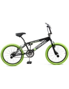 BMX Fiets Royal-Bugatti Tornado Freestyle 20 inch - Mat Zwart met Groene banden