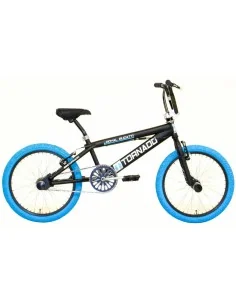 BMX Fiets Royal-Bugatti Tornado Freestyle 20 inch - Mat Zwart met Blauwe banden