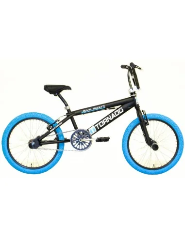 BMX Fiets Royal-Bugatti Tornado Freestyle 20 inch - Mat Zwart met Blauwe banden