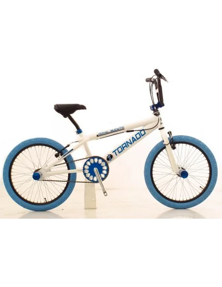 BMX Fiets Royal-Bugatti Tornado Freestyle 20 inch - Wit met blauwe banden