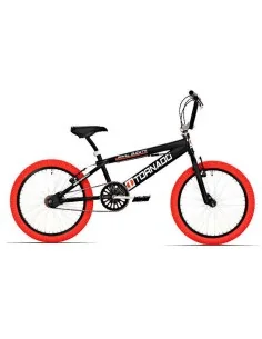 BMX Fiets Royal-Bugatti Tornado Freestyle 20 inch - Mat Zwart met Rode banden