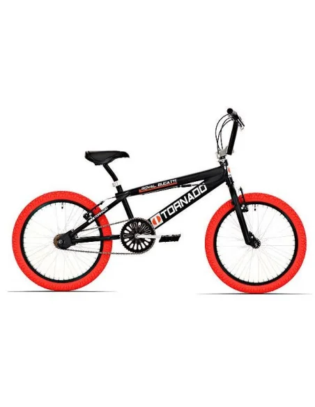 BMX Fiets Royal-Bugatti Tornado Freestyle 20 inch - Mat Zwart met Rode banden