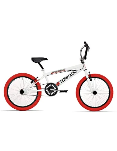 BMX Fiets Royal-Bugatti Tornado Freestyle 20 inch - Wit met rode banden