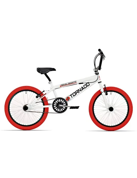 BMX Fiets Royal-Bugatti Tornado Freestyle 20 inch - Wit met rode banden