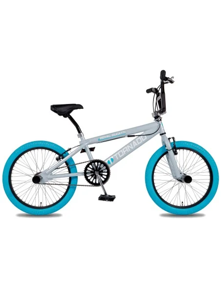 BMX Fiets Royal-Bugatti Tornado Freestyle 20 inch - Lichtblauw/grijs met blauwe banden
