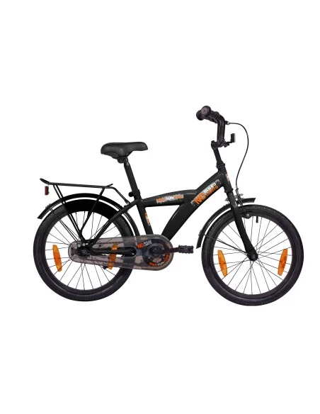 Kinderfiets Bikefun No Rules No Limit 18 inch met Remnaaf - Mat Zwart