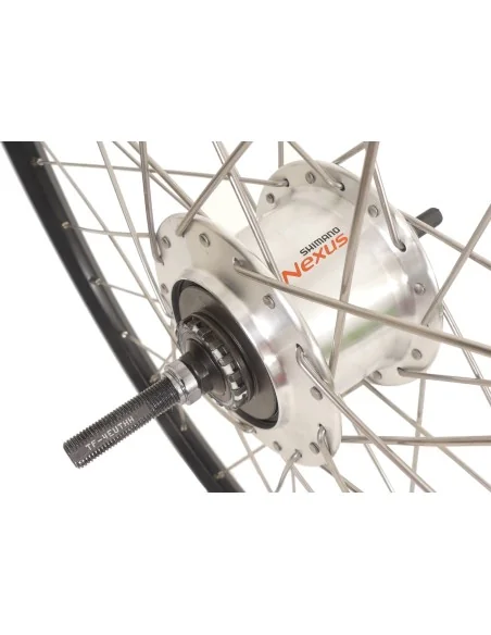 Achterwiel 28" / 622 x 19C met Shimano Nexus 7 naaf voor rollerbrake - zwarte geslepen velg met RVS spaken