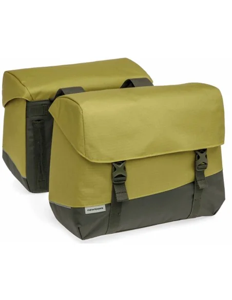 Dubbele fietstas New Looxs Joli 37 liter 38 x 18 x 29 cm (2x) - olijf/geel