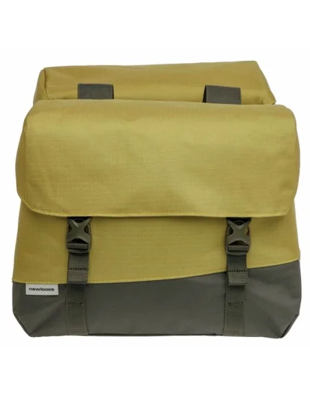 Dubbele fietstas New Looxs Joli 37 liter 38 x 18 x 29 cm (2x) - olijf/geel