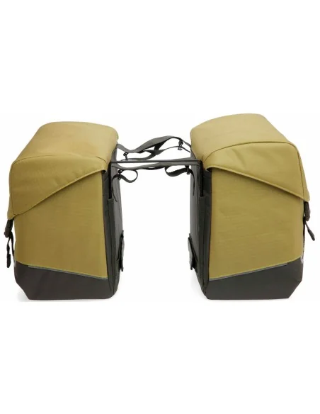 Dubbele fietstas New Looxs Joli 37 liter 38 x 18 x 29 cm (2x) - olijf/geel