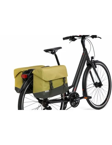 Dubbele fietstas New Looxs Joli 37 liter 38 x 18 x 29 cm (2x) - olijf/geel
