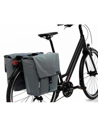 Dubbele fietstas New Looxs Tulum 32 liter 35 x 17 x 37 cm (2x) - grijs/groen
