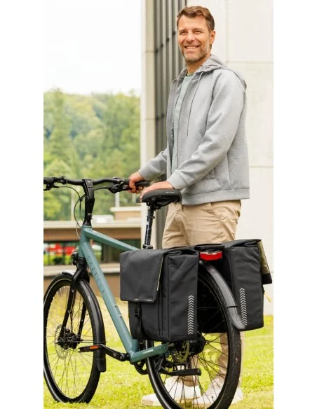 Dubbele fietstas New Looxs Tulum 32 liter 35 x 17 x 37 cm (2x) - grijs/groen
