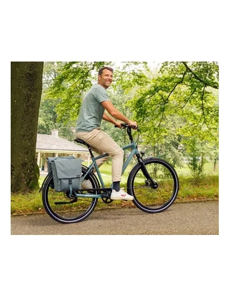 Dubbele fietstas New Looxs Tulum 32 liter 35 x 17 x 37 cm (2x) - grijs/groen