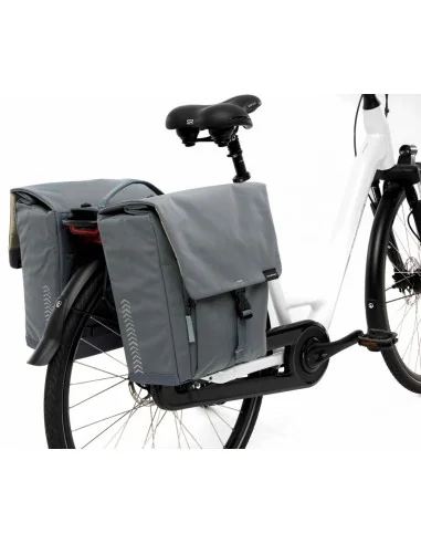 Dubbele fietstas New Looxs Tulum MIK 32 liter 35 x 17 x 37 cm - grijs/groen