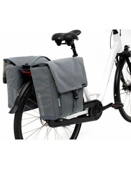 Dubbele fietstas New Looxs Tulum MIK 32 liter 35 x 17 x 37 cm - grijs/groen