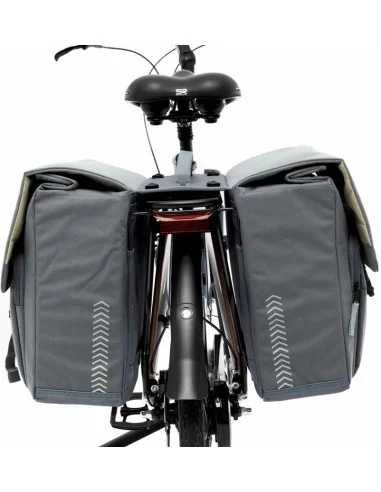 Dubbele fietstas New Looxs Tulum MIK 32 liter 35 x 17 x 37 cm - grijs/groen