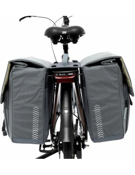 Dubbele fietstas New Looxs Tulum MIK 32 liter 35 x 17 x 37 cm - grijs/groen