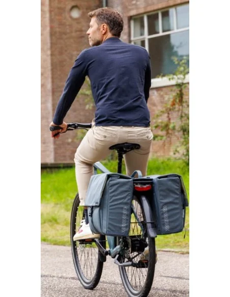 Dubbele fietstas New Looxs Tulum MIK 32 liter 35 x 17 x 37 cm - grijs/groen